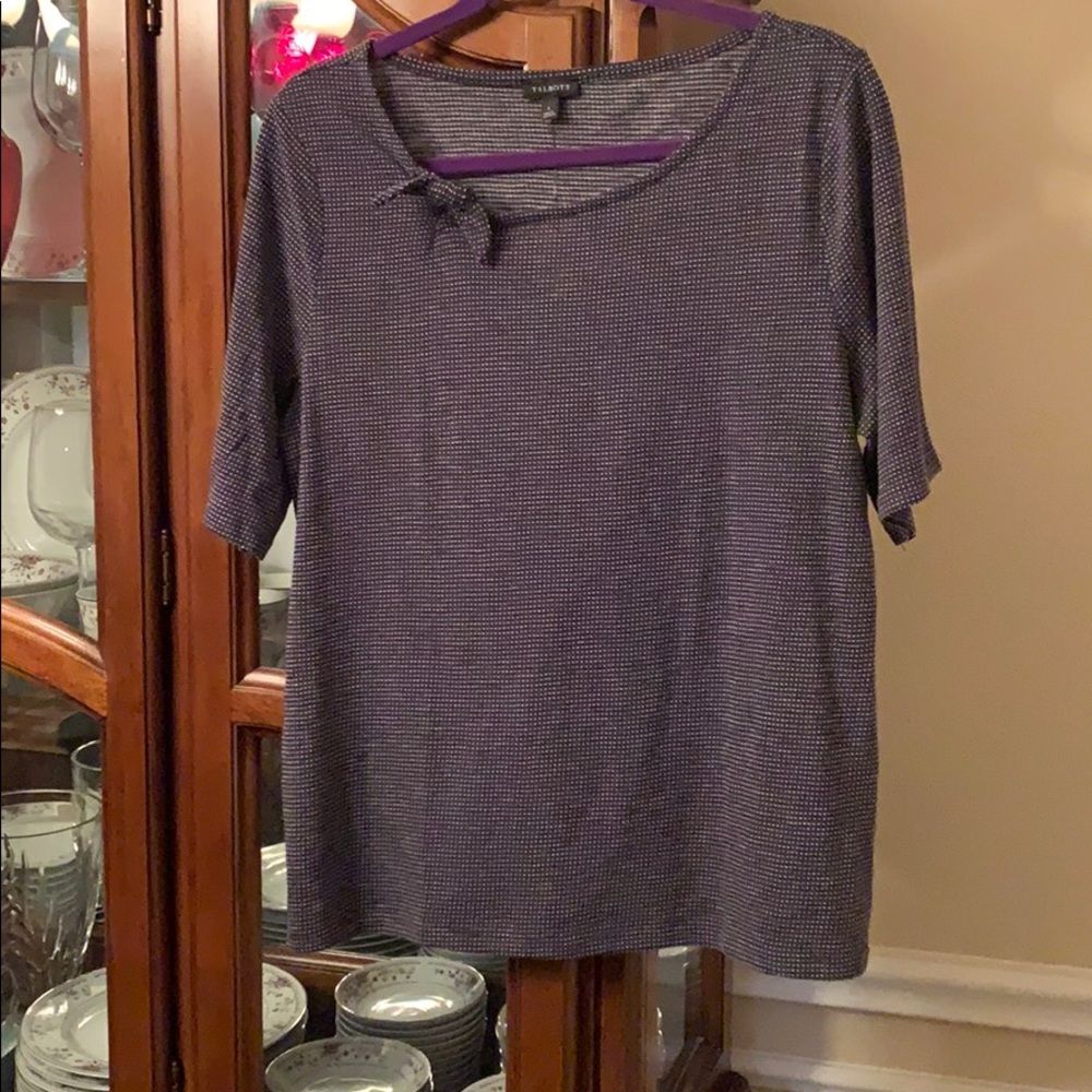 Talbots black with white dots knit shirt